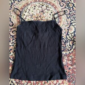 Wilfred Black Ribbed Women's Spaghetti Strap Top